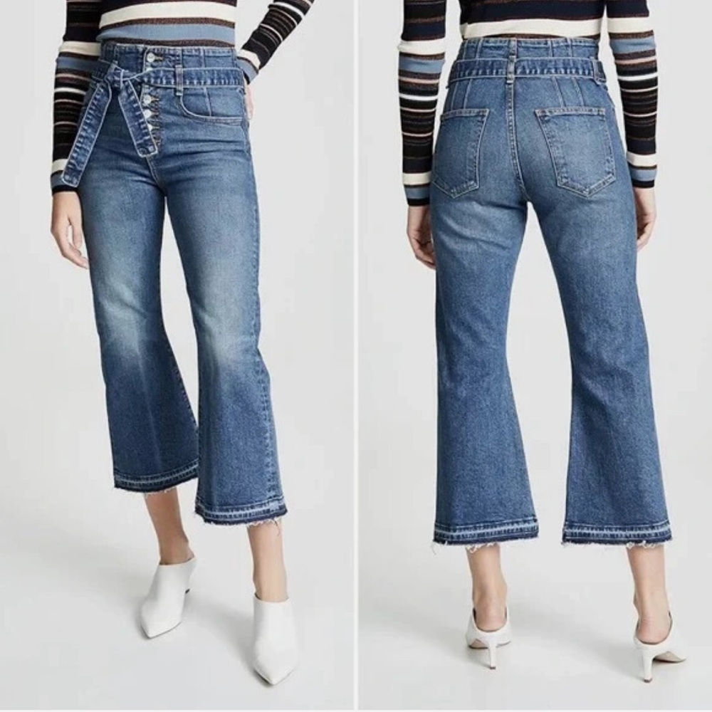 NWT Veronica Beard Marlene 12” Corset Jeans 29 Stretch Cropped Straight Leg USA